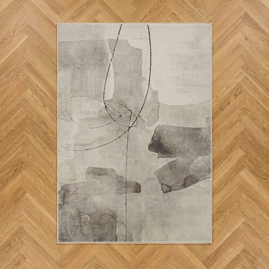 Fossil Lucent 100% Heatset Polypropylene power-loomed rug from Turkey in a styled Australian home