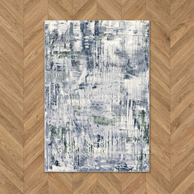 Obscure Azure contemporary abstract rug in deep blue tones, 11 mm Belgian heatset polypropylene, anti-static and antibacterial