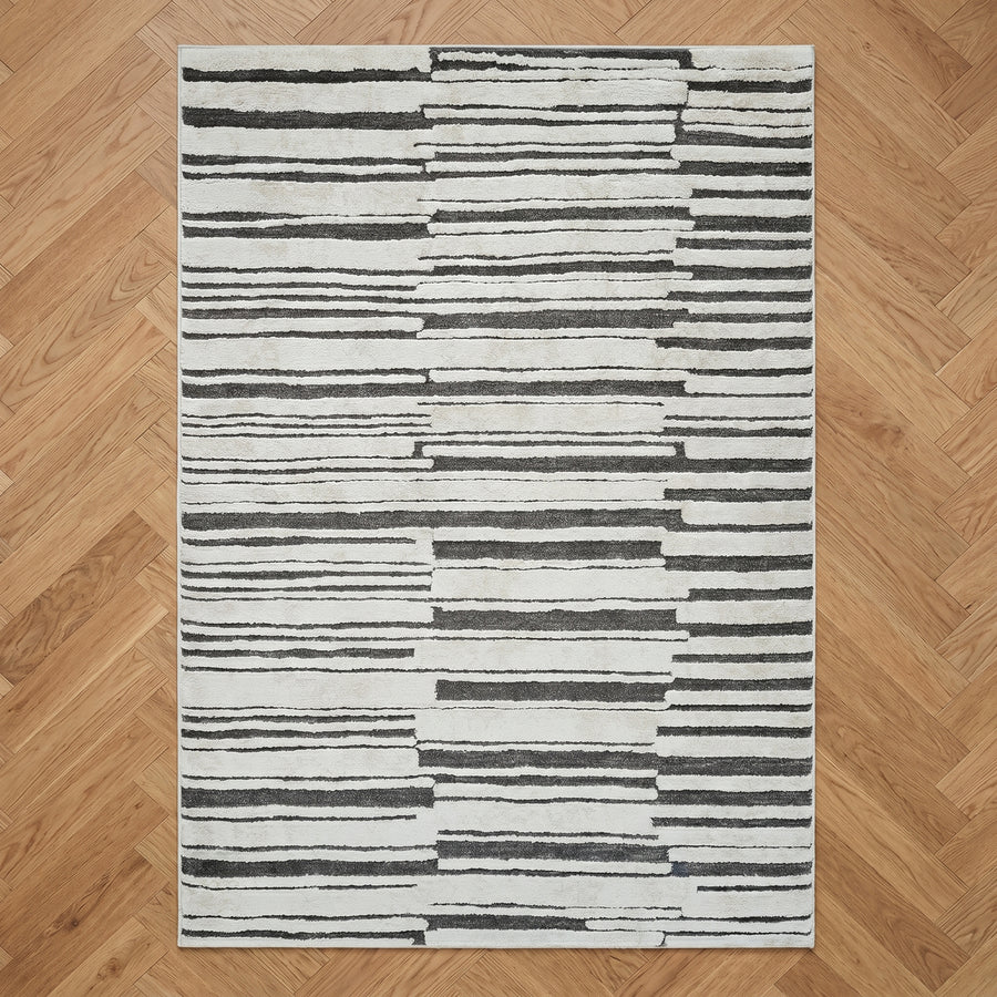 Zinc Lucent 100% Heatset Polypropylene power-loomed rug from Turkey in a styled Australian home
