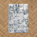 Obscure Azure contemporary abstract rug in deep blue tones, 11 mm Belgian heatset polypropylene, anti-static and antibacterial